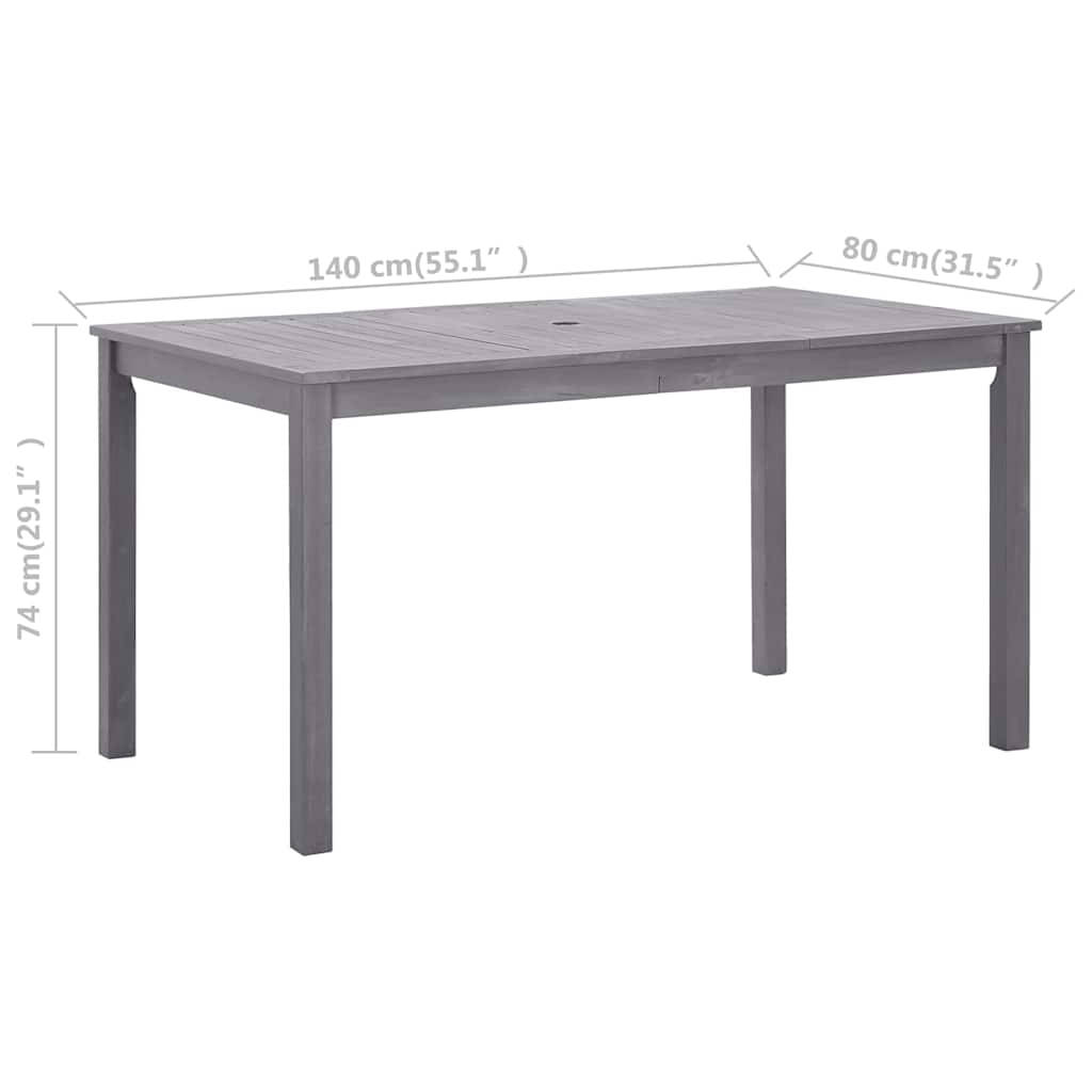 311849 vidaXL Garden Table Grey Wash 140x80x74 cm Solid Acacia Wood