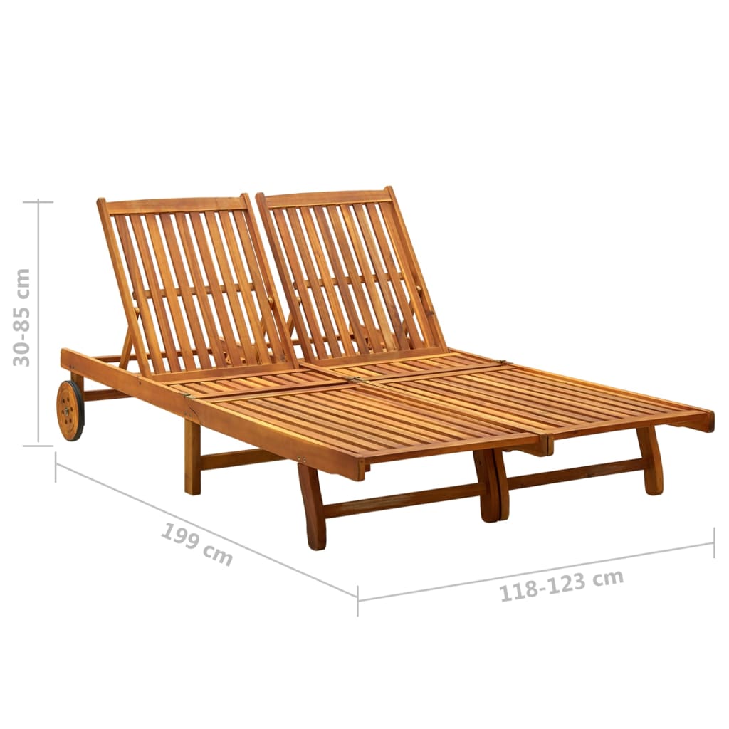 311873 vidaXL 2-Person Sun Lounger Solid Acacia Wood