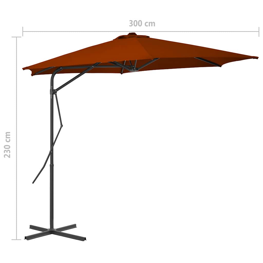 312519 vidaXL Garden Parasol with Steel Pole Terracotta 300x230 cm