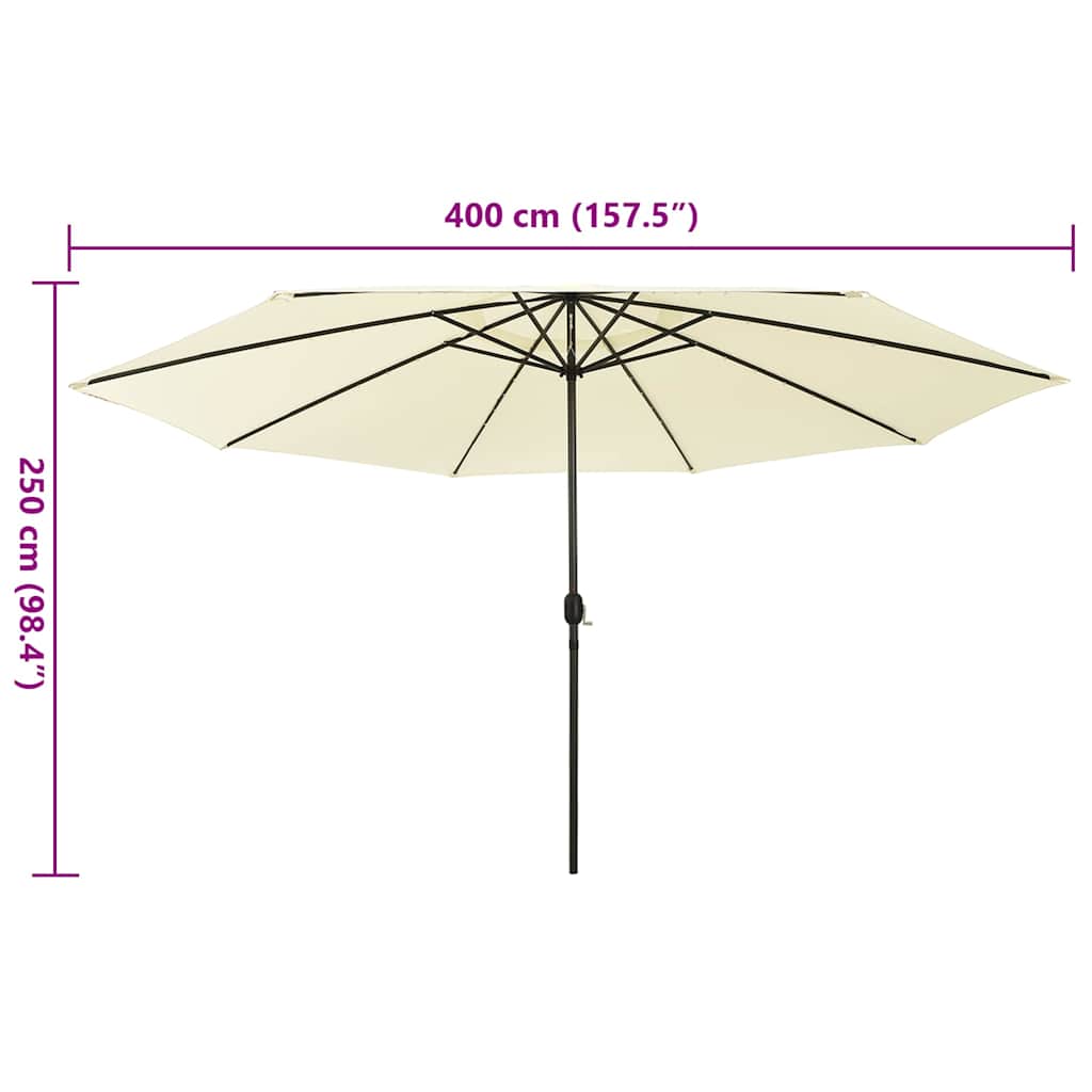 312530 vidaXL Garden Parasol with LED Lights 400 cm Sand