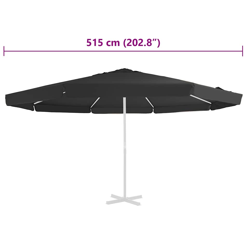 312544 vidaXL Replacement Fabric for Outdoor Parasol Black 515 cm