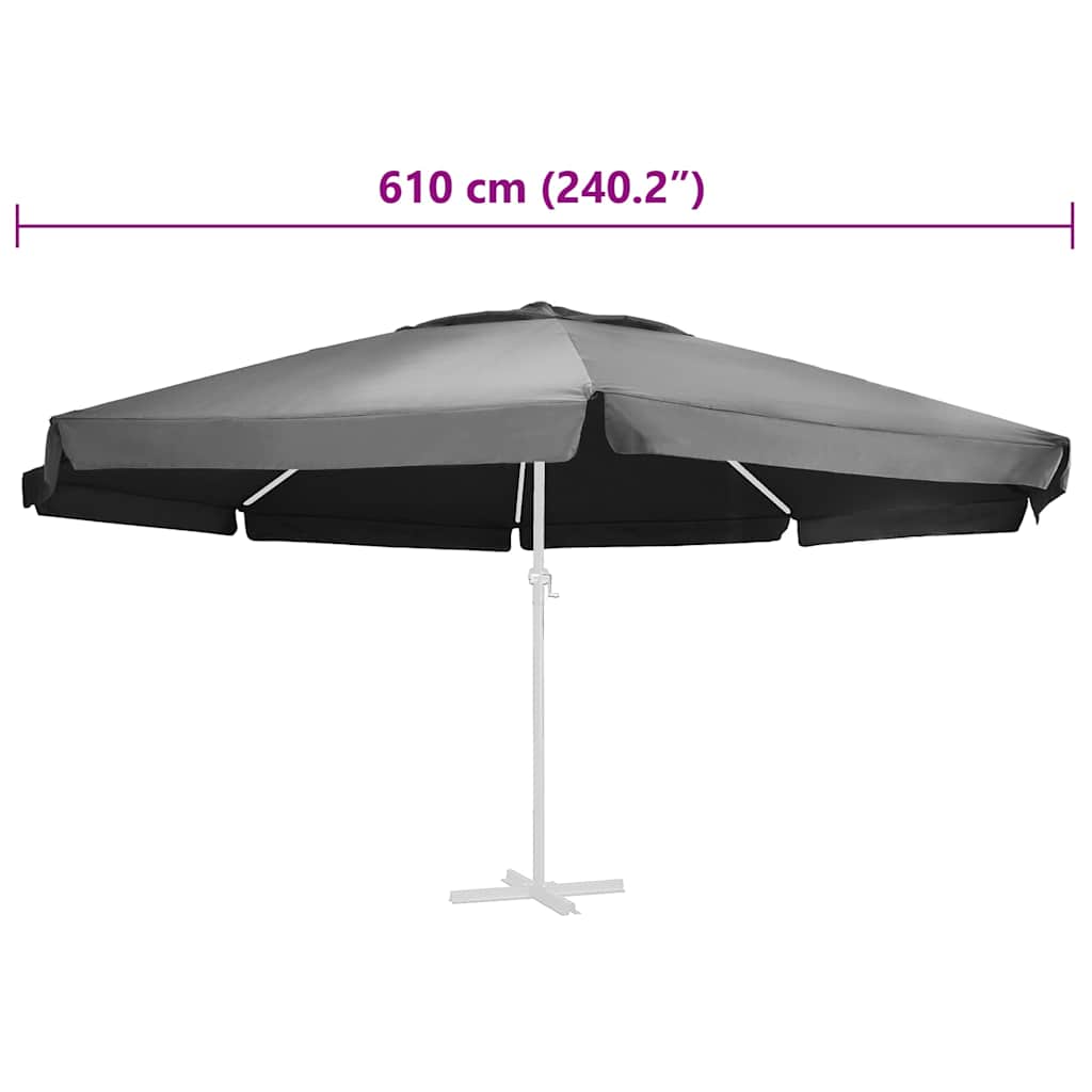 312548 vidaXL Replacement Fabric for Outdoor Parasol Anthracite 610 cm