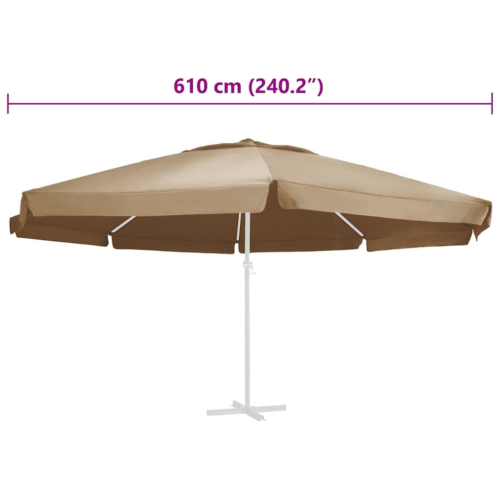 312549 vidaXL Replacement Fabric for Outdoor Parasol Taupe 610 cm