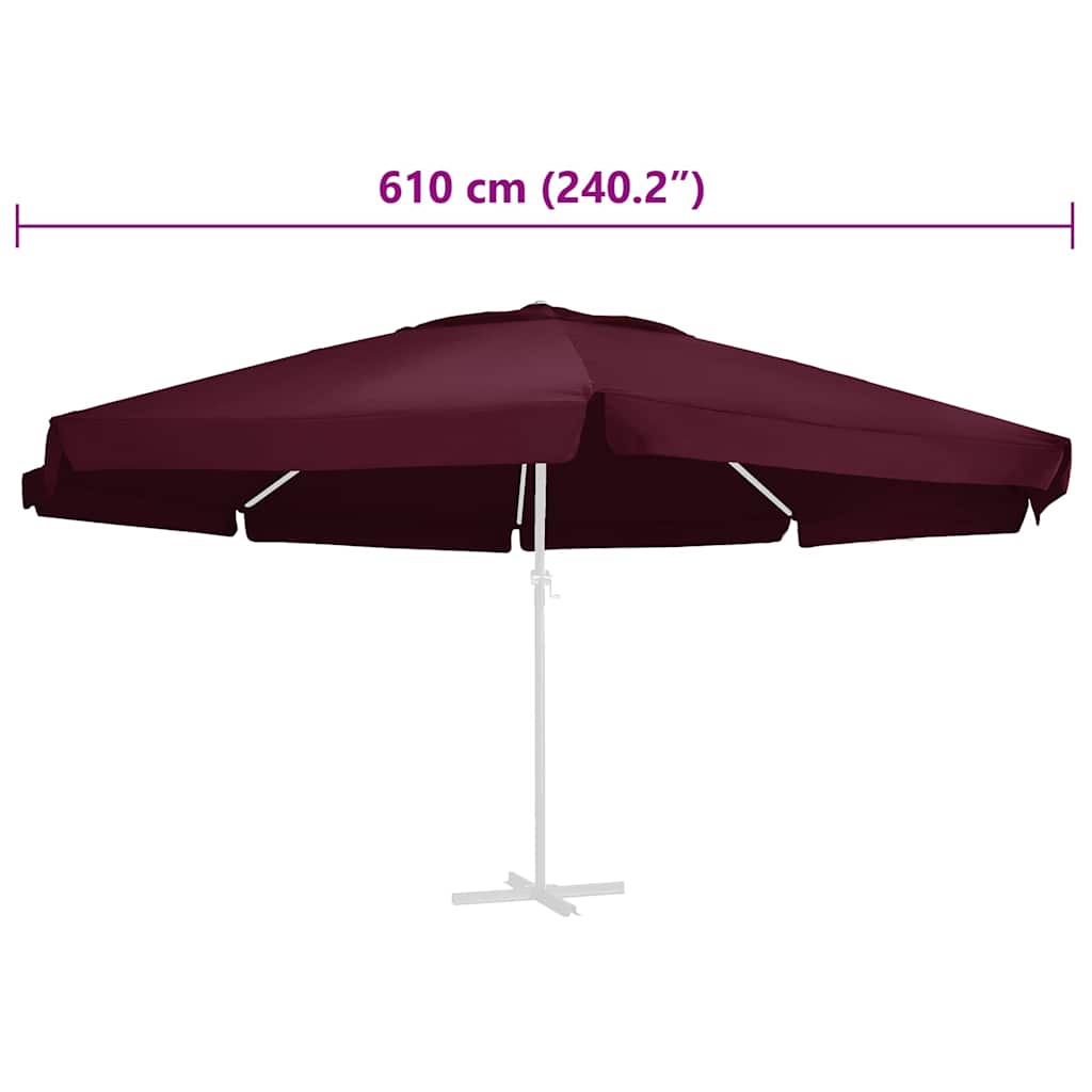 312550 vidaXL Replacement Fabric for Outdoor Parasol Bordeaux Red 610 cm