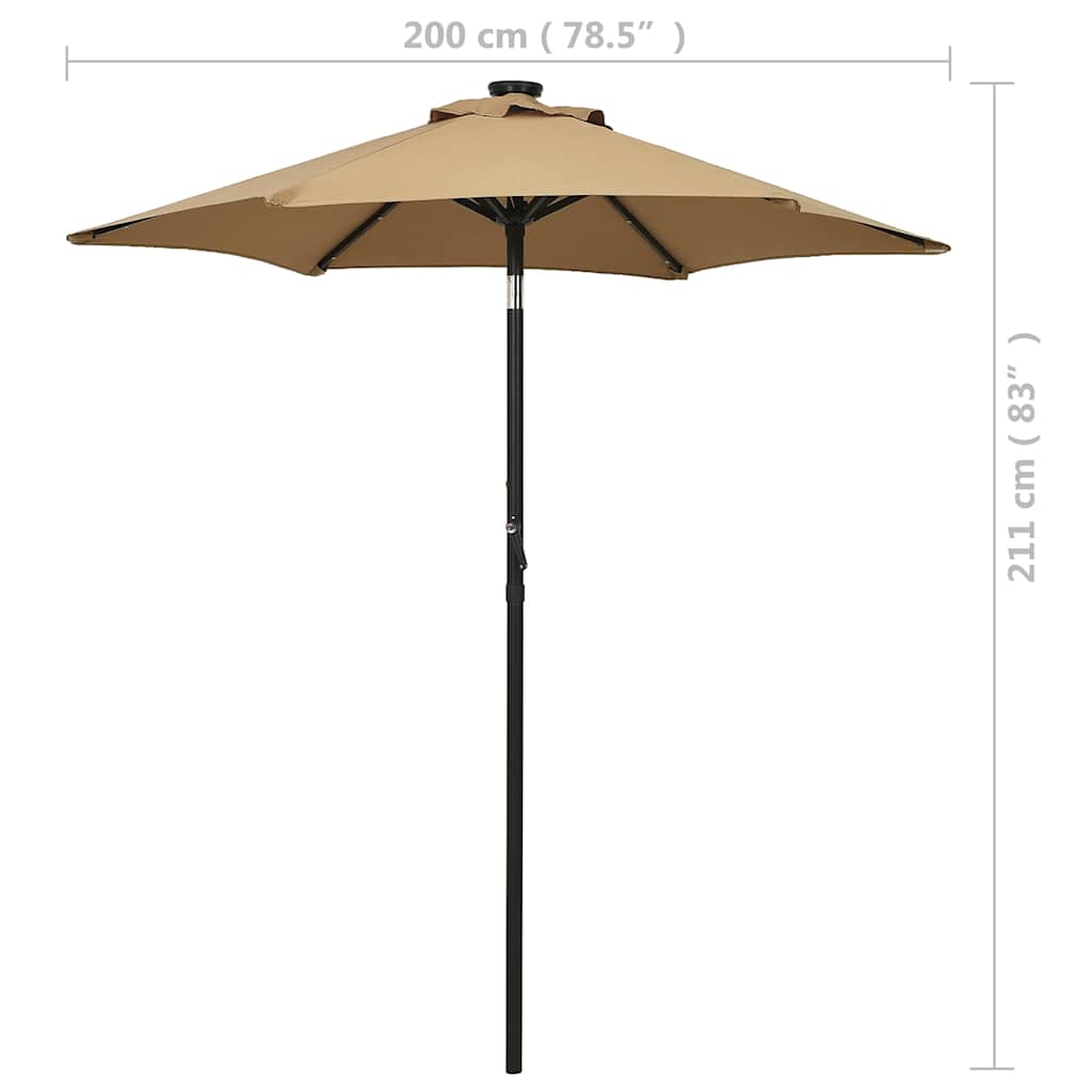Garden Parasol with LED Lights Taupe 200x211 cm Aluminium