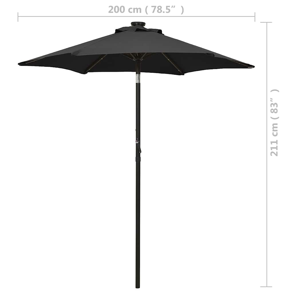 Garden Parasol with LED Lights Black 200x211 cm Aluminium