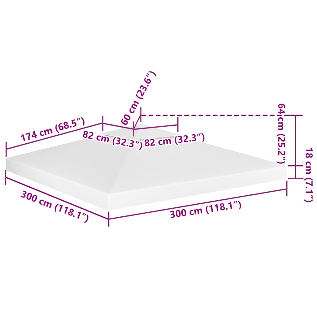 312074 vidaXL 2-Tier Gazebo Top Cover 310 g/m² 3x3 m White