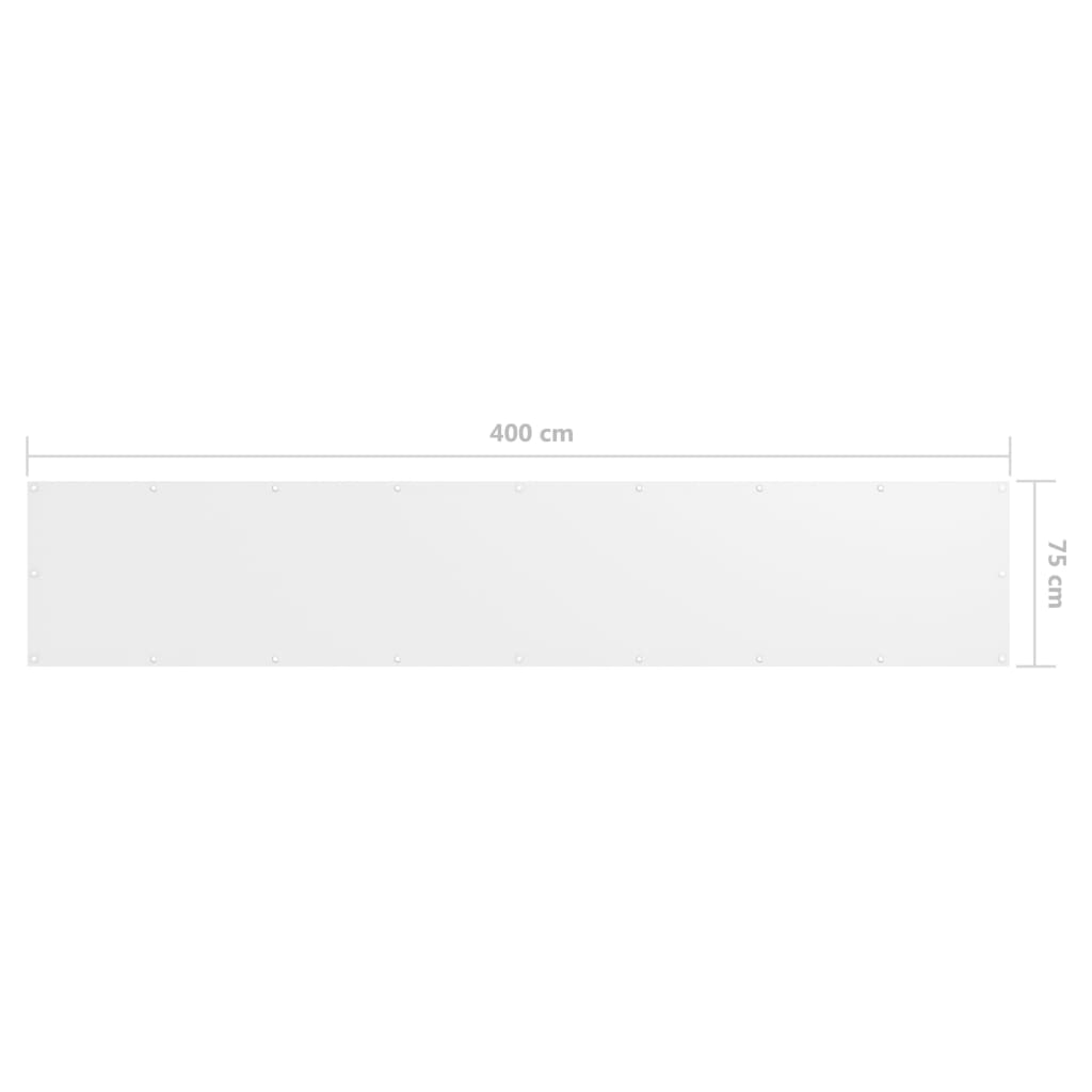 134889 vidaXL Balcony Screen White 75x400 cm Oxford Fabric