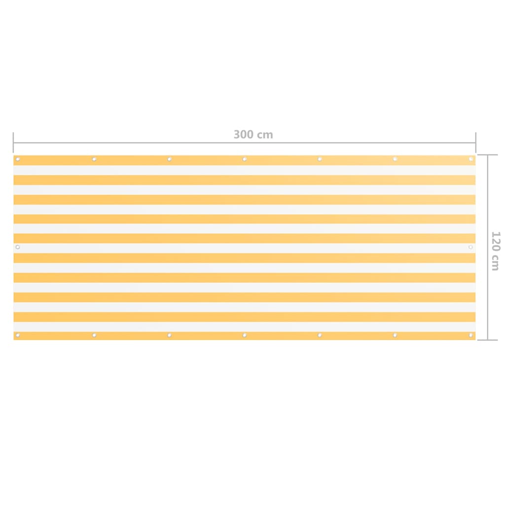 134908 vidaXL Balcony Screen White and Yellow 120x300 cm Oxford Fabric