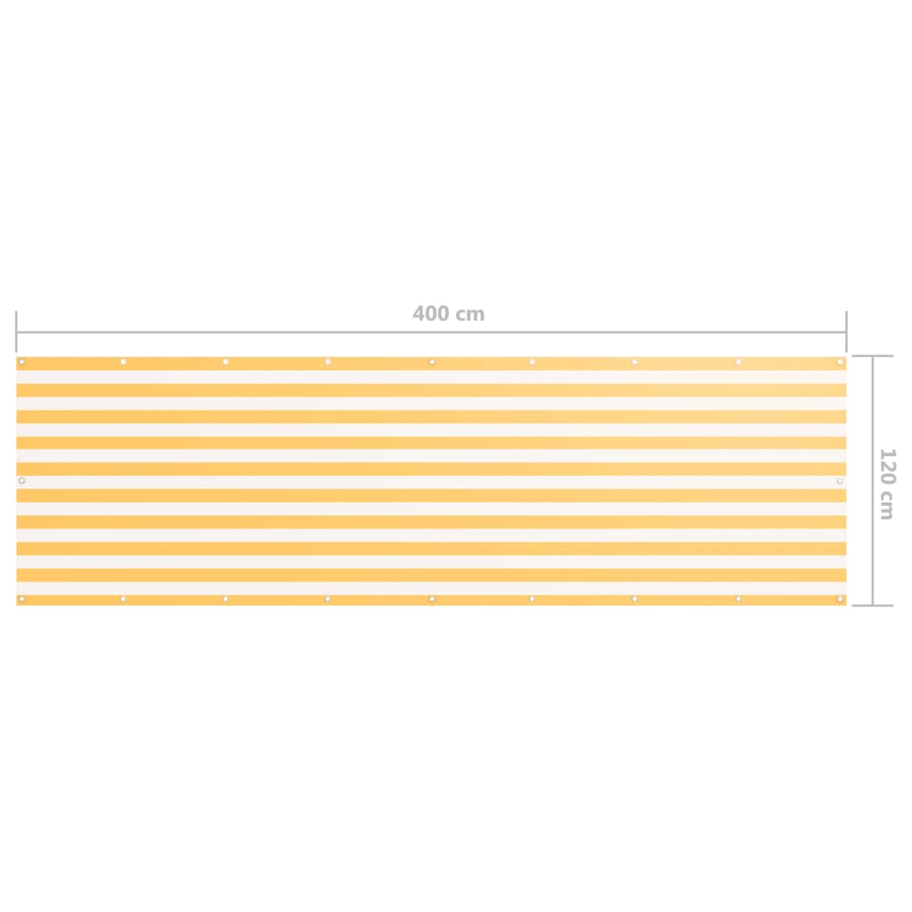 134909 vidaXL Balcony Screen White and Yellow 120x400 cm Oxford Fabric