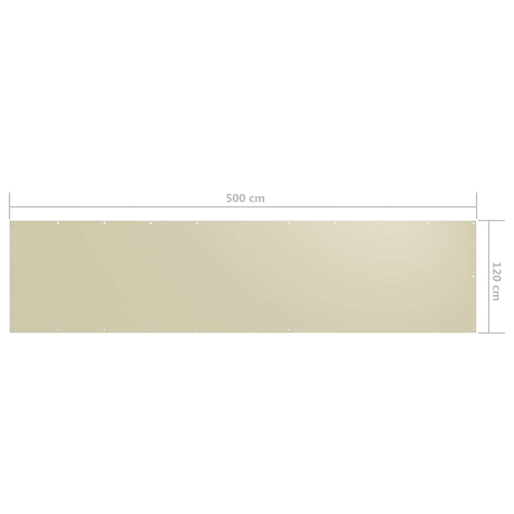 134958 vidaXL Balcony Screen Cream 120x500 cm Oxford Fabric
