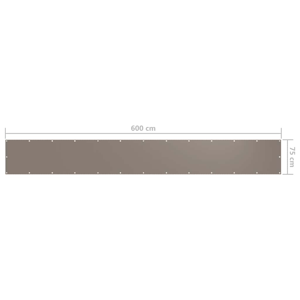 134987 vidaXL Balcony Screen Taupe 75x600 cm Oxford Fabric