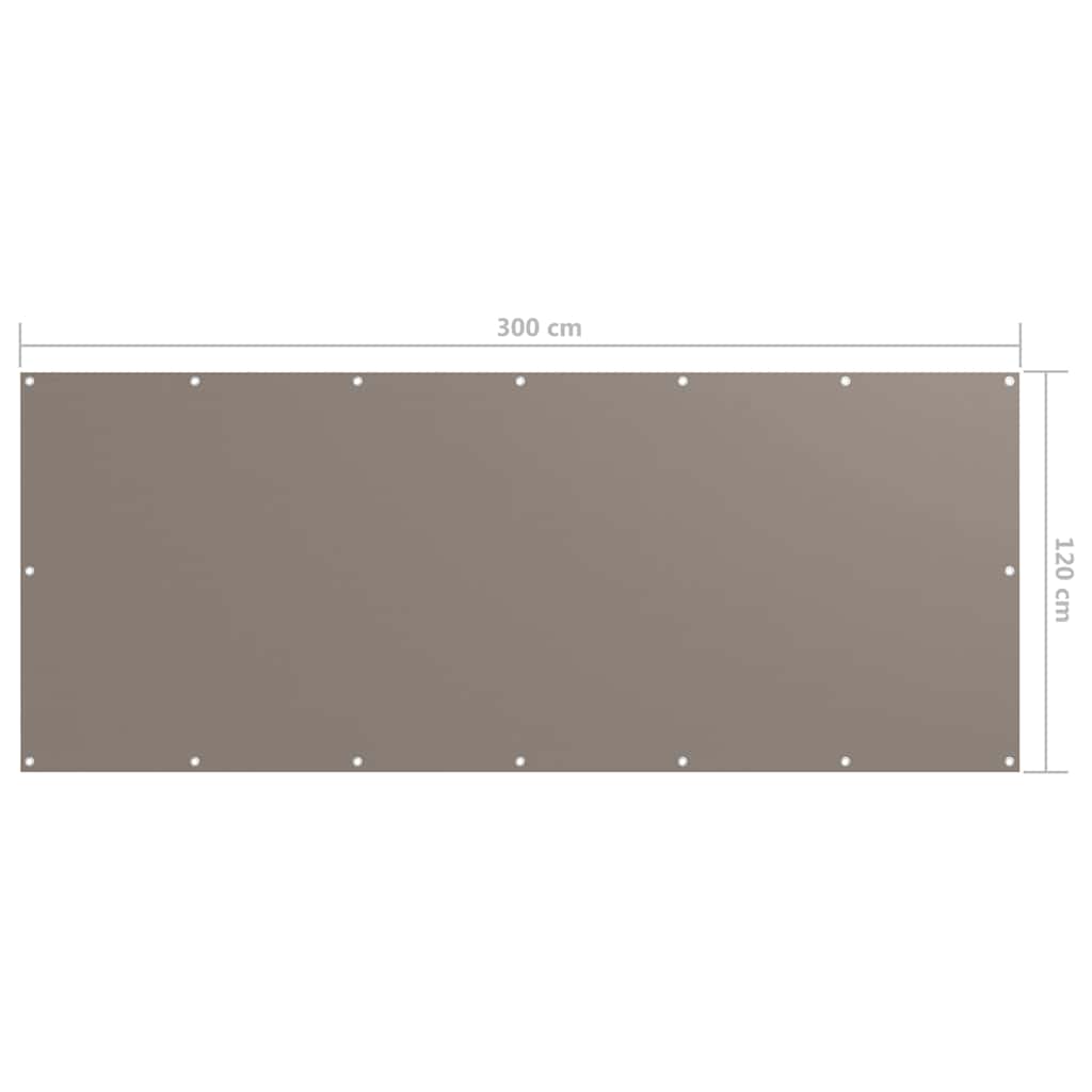 134992 vidaXL Balcony Screen Taupe 120x300 cm Oxford Fabric