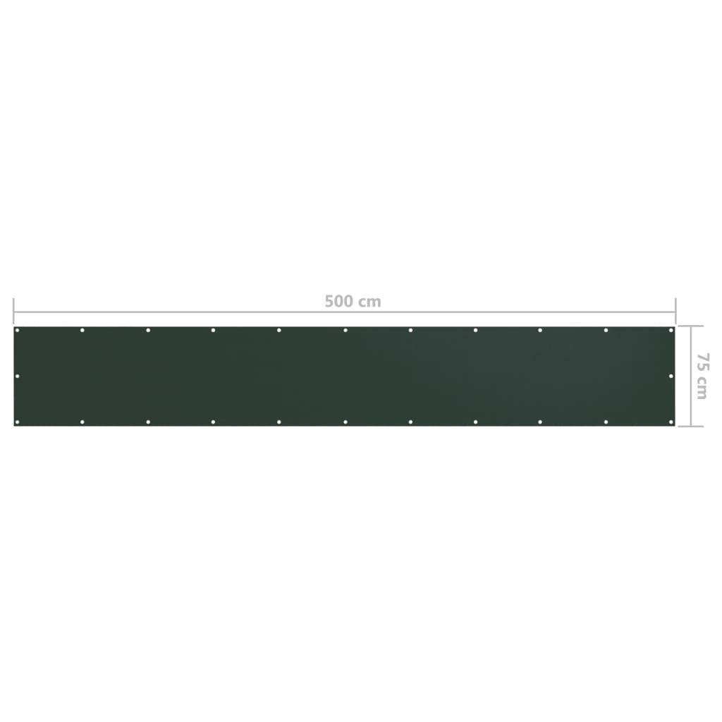 134998 vidaXL Balcony Screen Dark Green 75x500 cm Oxford Fabric