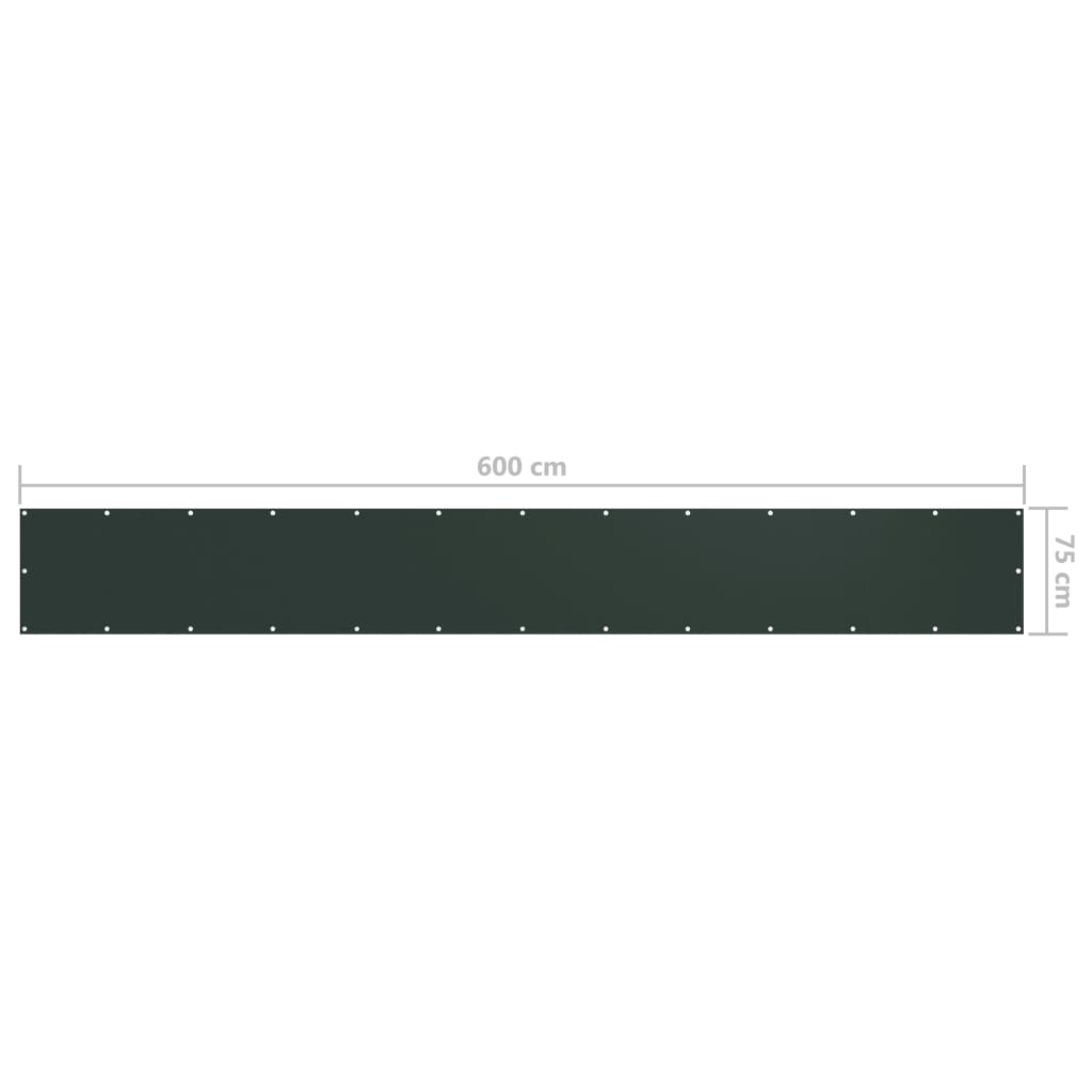 134999 vidaXL Balcony Screen Dark Green 75x600 cm Oxford Fabric