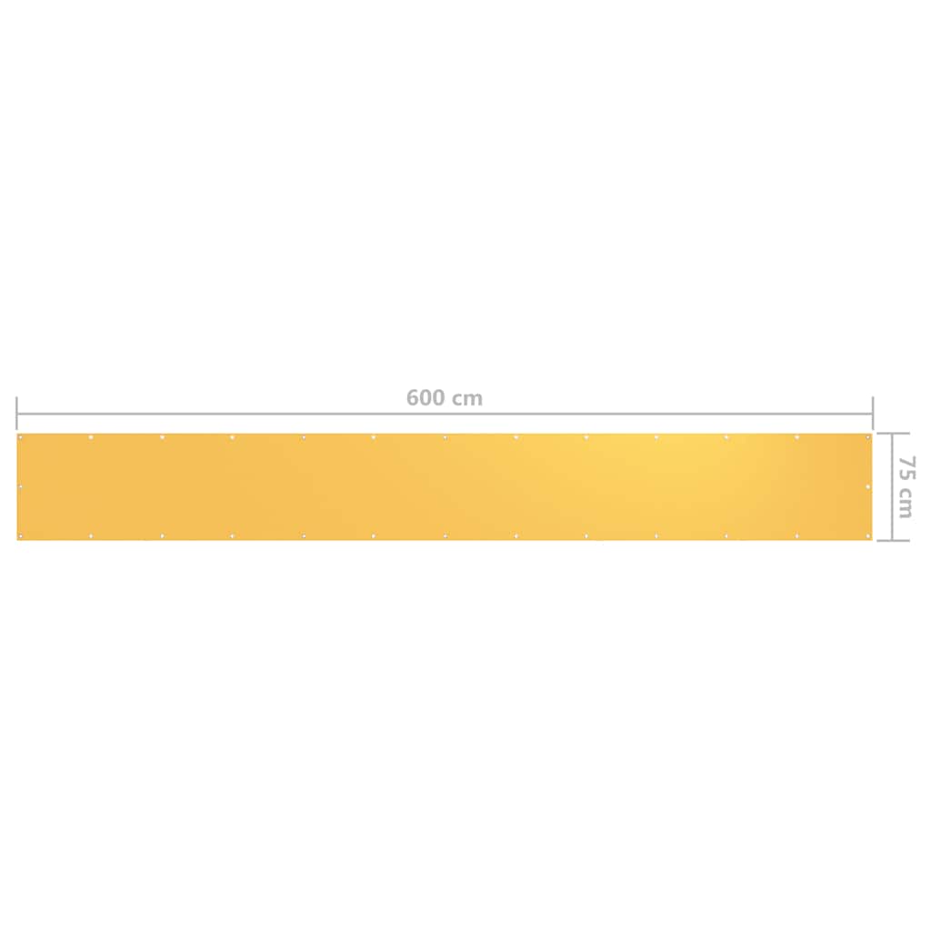 135023 vidaXL Balcony Screen Yellow 75x600 cm Oxford Fabric