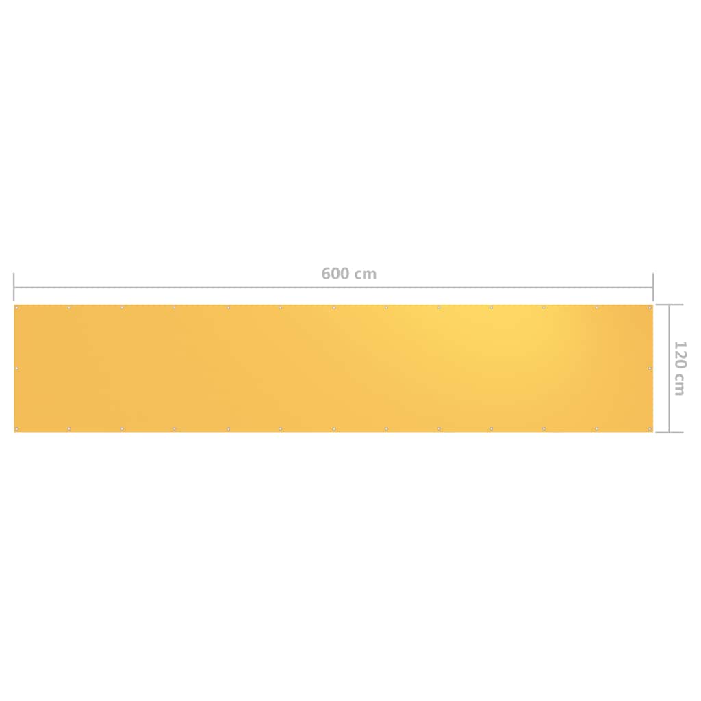 135031 vidaXL Balcony Screen Yellow 120x600 cm Oxford Fabric