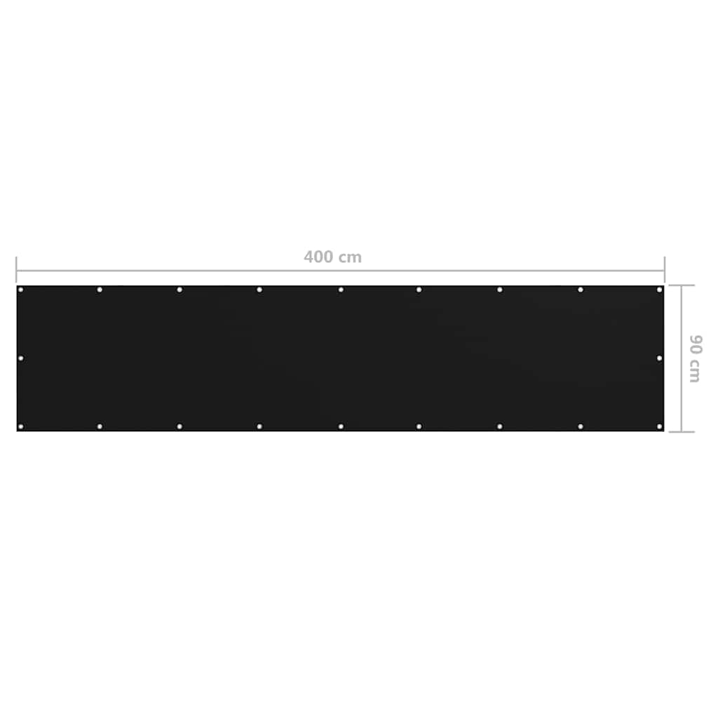 135061 vidaXL Balcony Screen Black 90x400 cm Oxford Fabric