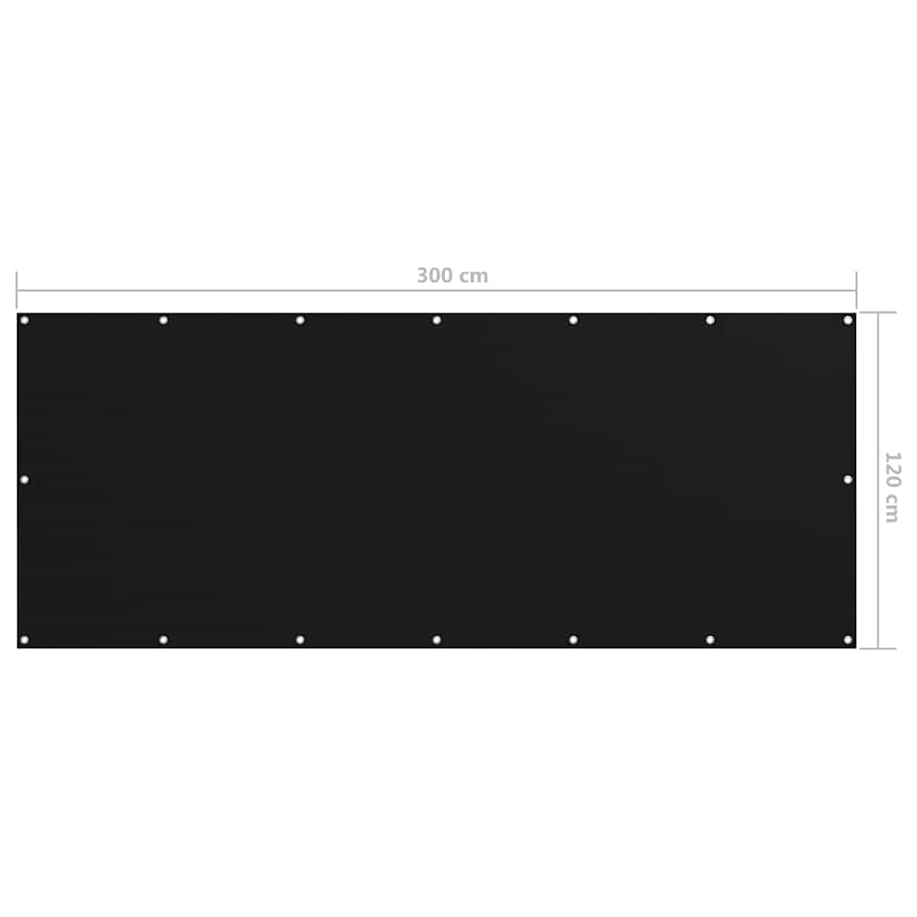 135064 vidaXL Balcony Screen Black 120x300 cm Oxford Fabric