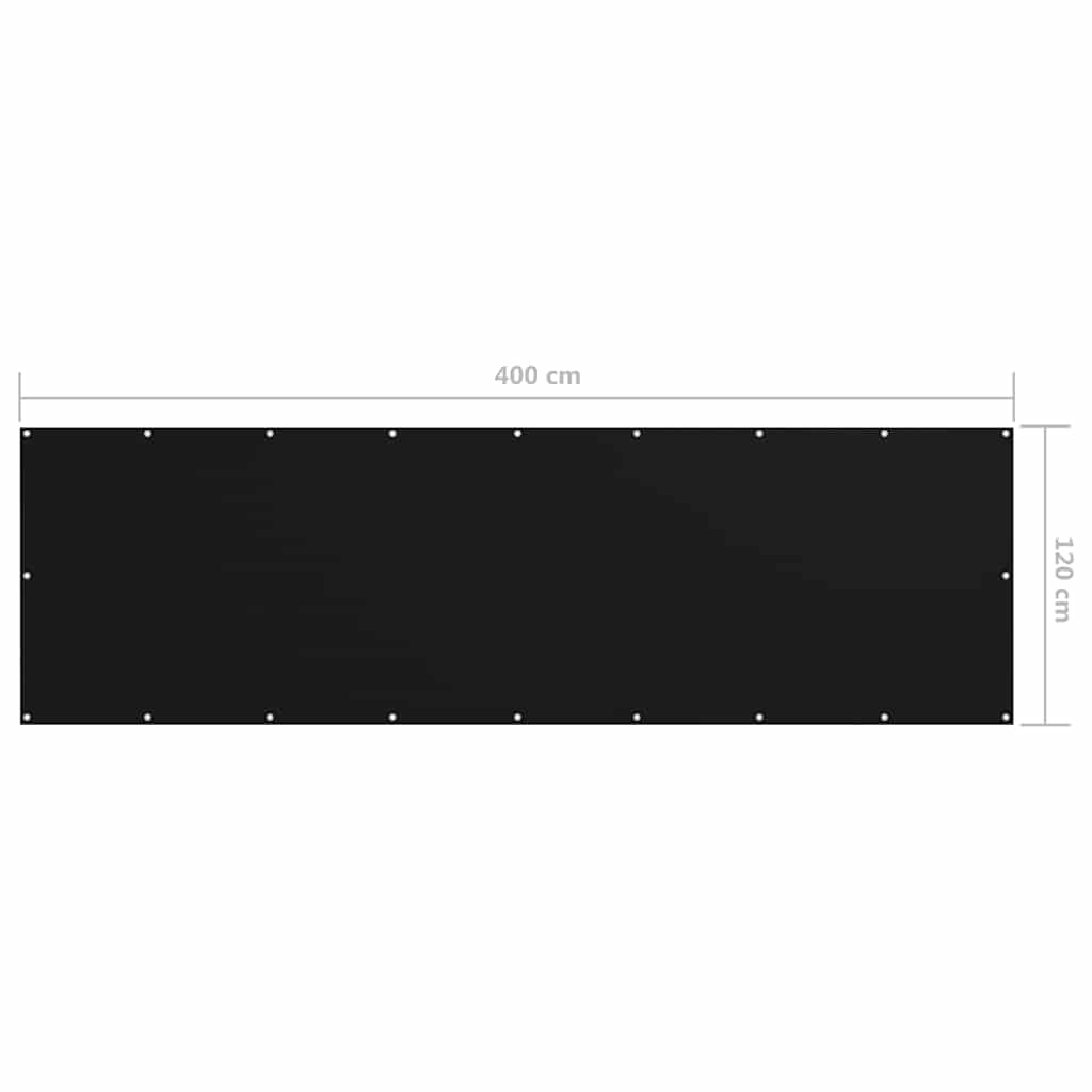 135065 vidaXL Balcony Screen Black 120x400 cm Oxford Fabric