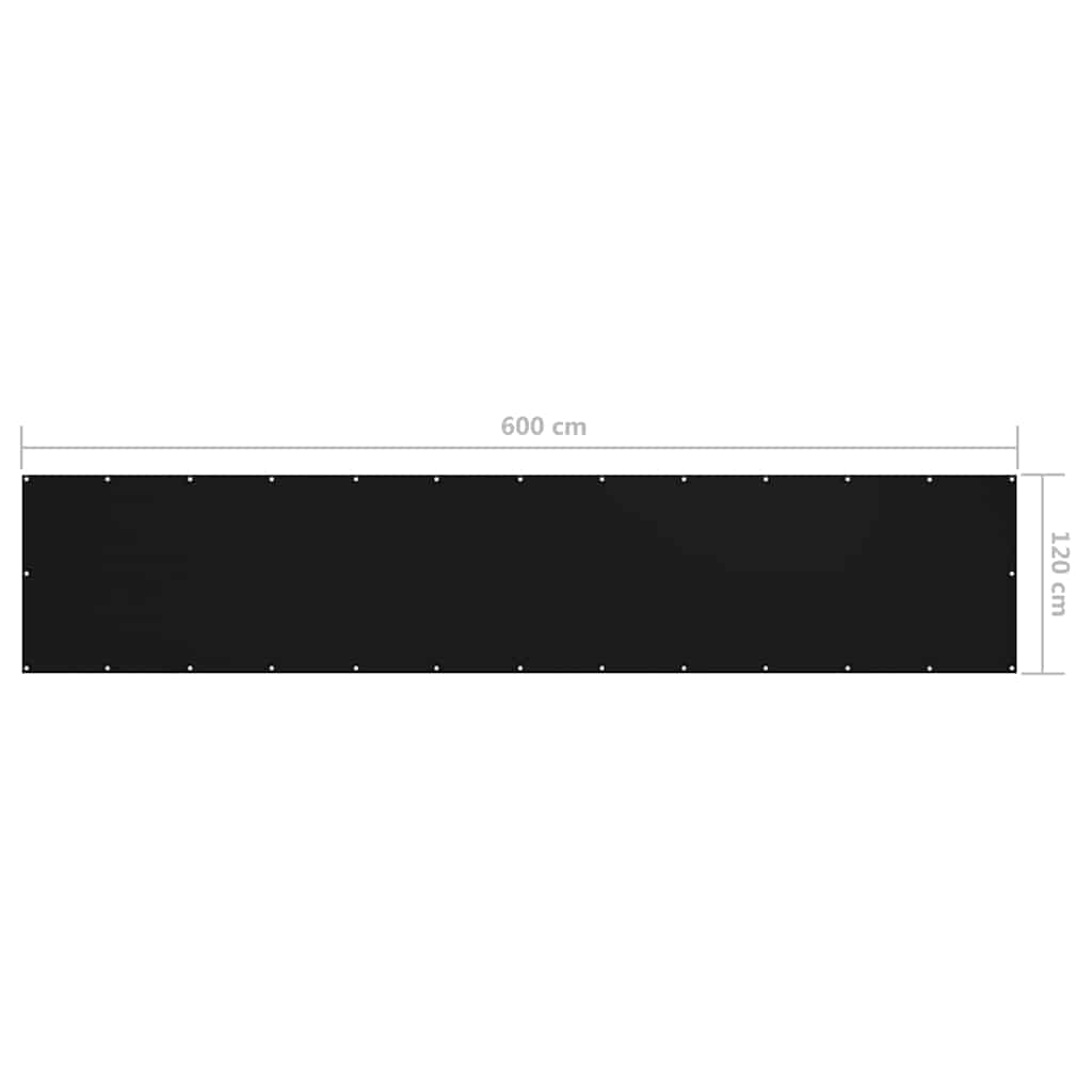 135067 vidaXL Balcony Screen Black 120x600 cm Oxford Fabric