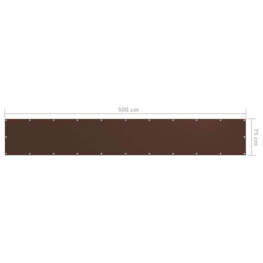 135070 vidaXL Balcony Screen Brown 75x500 cm Oxford Fabric