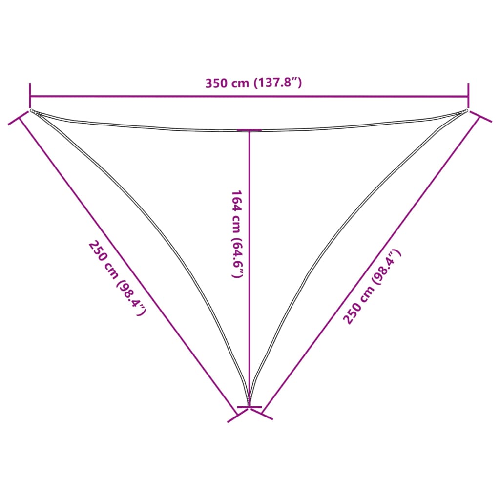 135114 vidaXL Sunshade Sail Oxford Fabric Triangular 2,5x2,5x3,5 m Anthracite