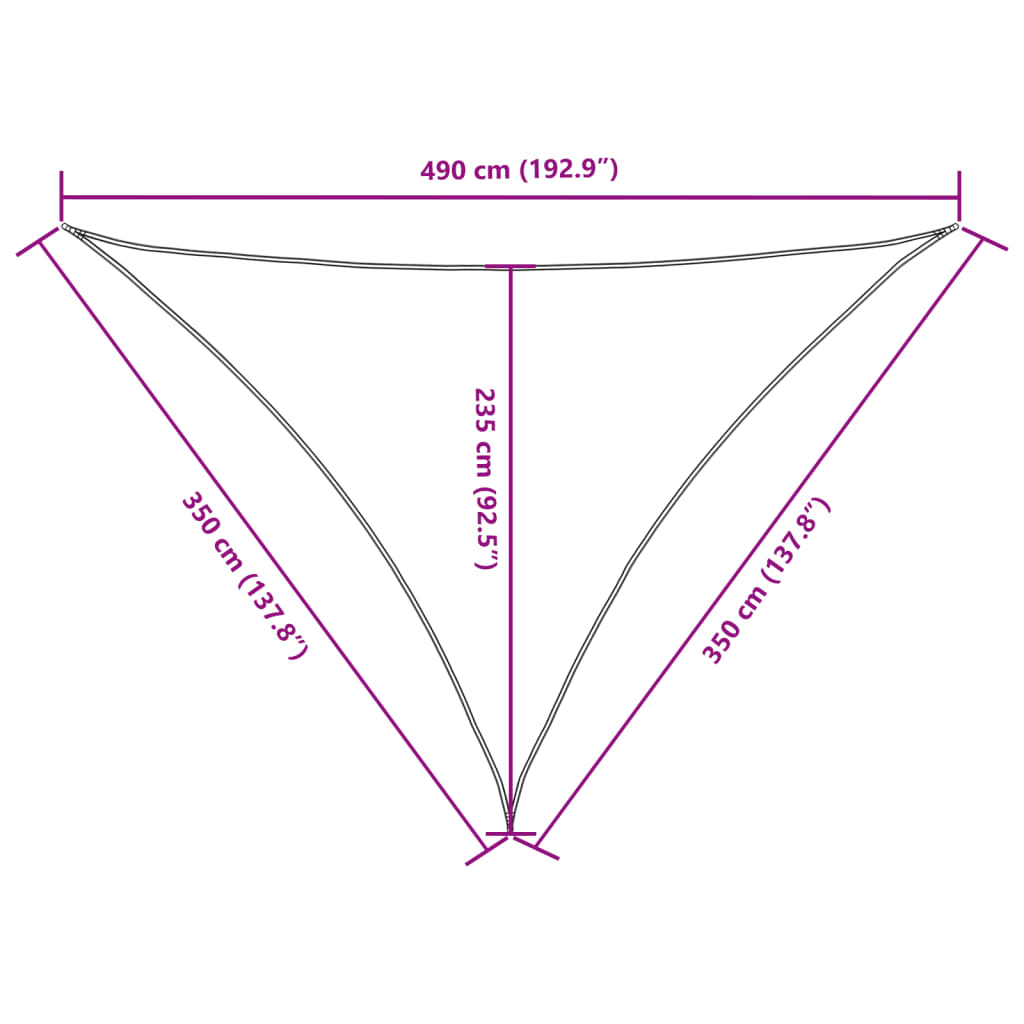 135120 vidaXL Sunshade Sail Oxford Fabric Triangular 3,5x3,5x4,9 m Anthracite