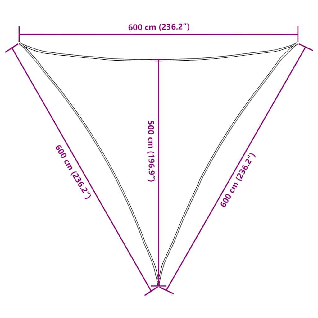 135130 vidaXL Sunshade Sail Oxford Fabric Triangular 6x6x6 m Anthracite