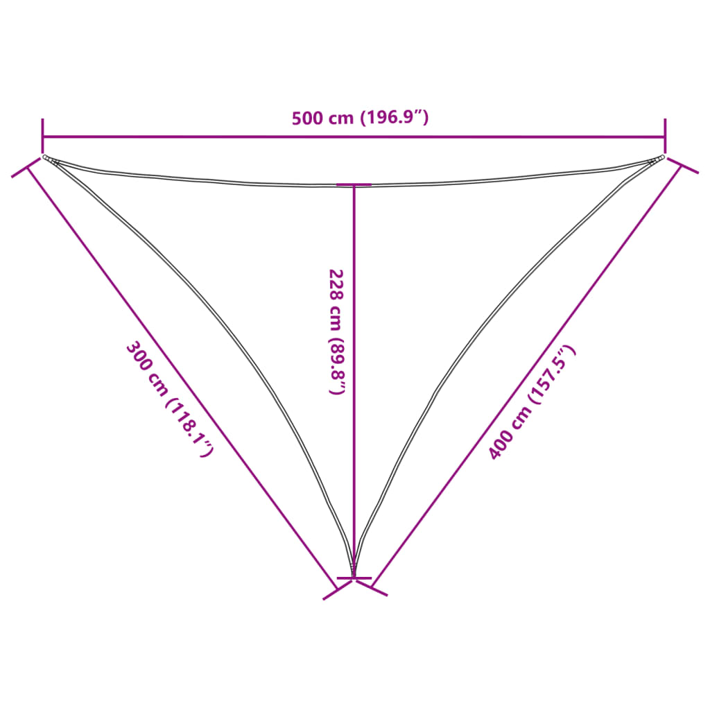 135173 vidaXL Sunshade Sail Oxford Fabric Triangular 3x4x5 m Beige