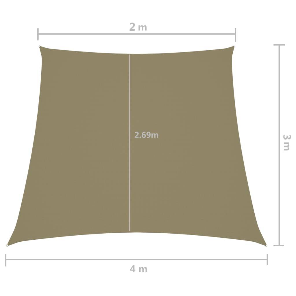 135186 vidaXL Sunshade Sail Oxford Fabric Trapezium 2/4x3 m Beige