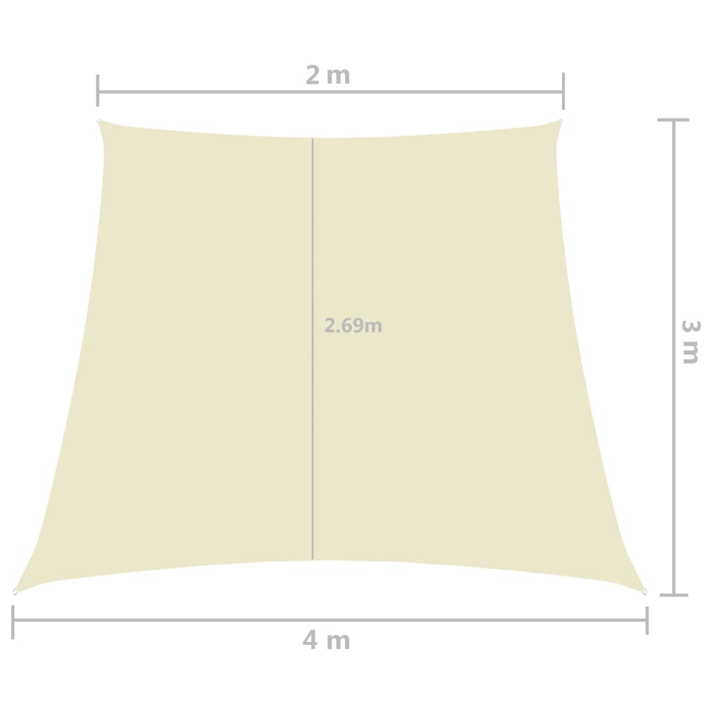 135241 vidaXL Sunshade Sail Oxford Fabric Trapezium 2/4x3 m Cream