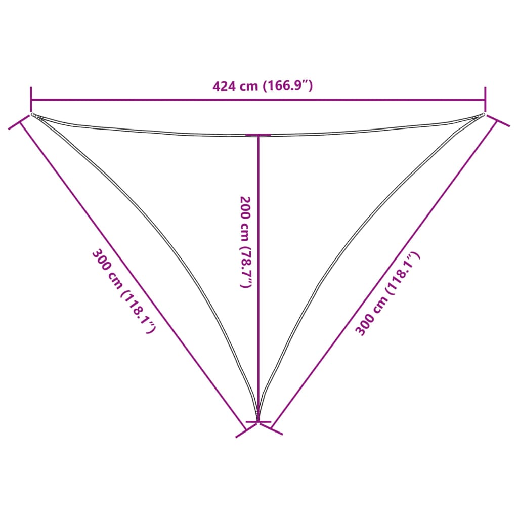 135282 vidaXL Sunshade Sail Oxford Fabric Triangular 3x3x4,24 m White