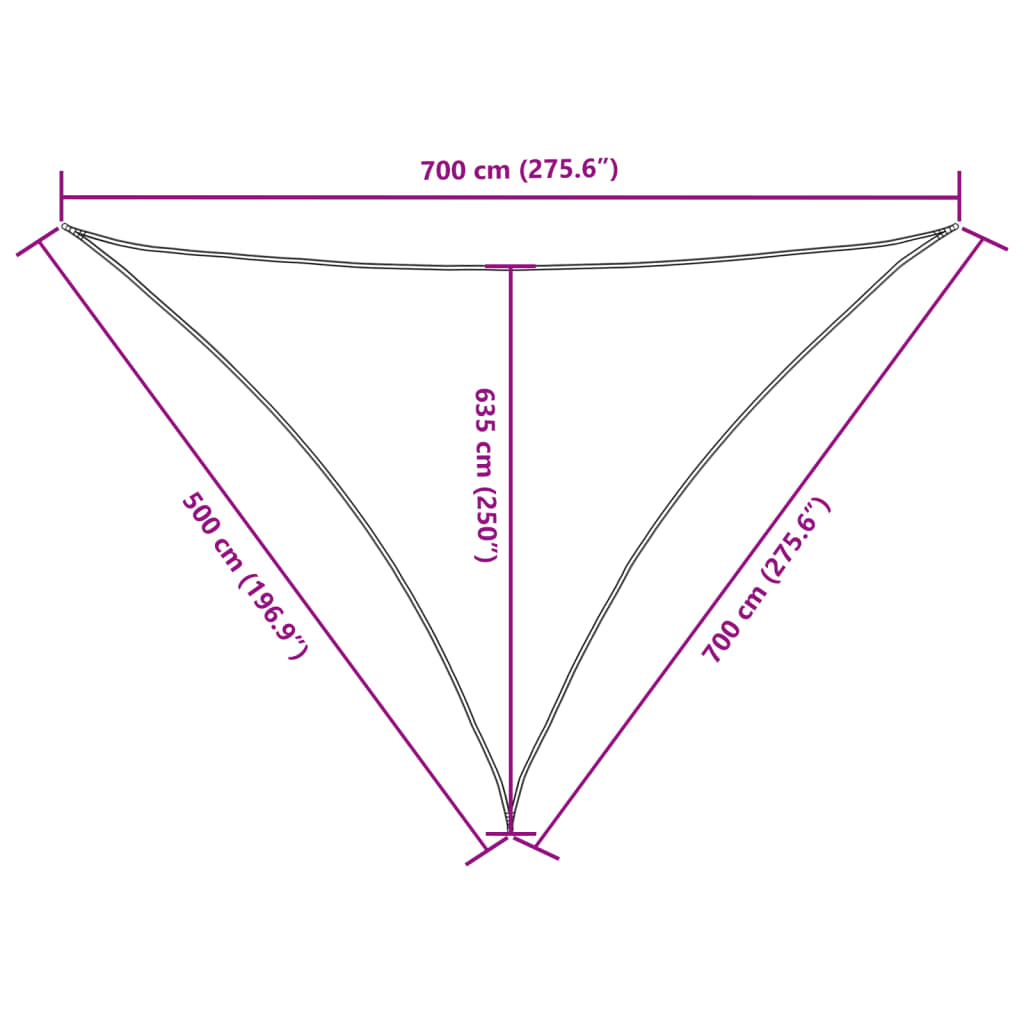 135292 vidaXL Sunshade Sail Oxford Fabric Triangular 5x7x7 m White