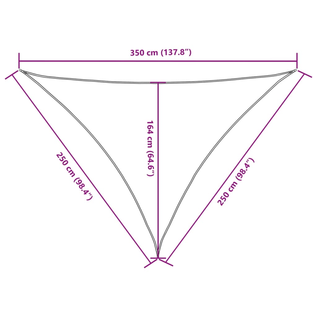 135499 vidaXL Sunshade Sail Oxford Fabric Triangular 2,5x2,5x3,5 m Dark Green