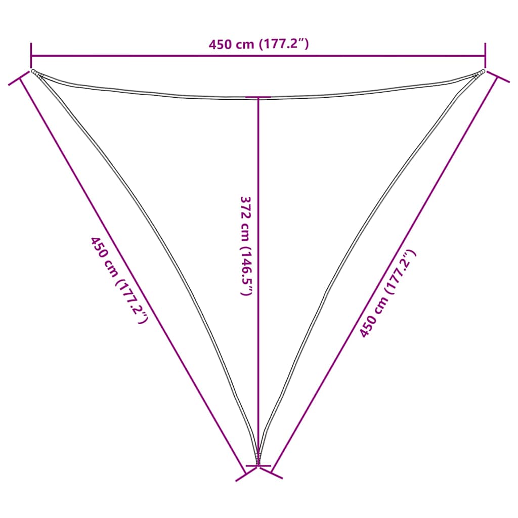 135508 vidaXL Sunshade Sail Oxford Fabric Triangular 4,5x4,5x4,5 m Dark Green