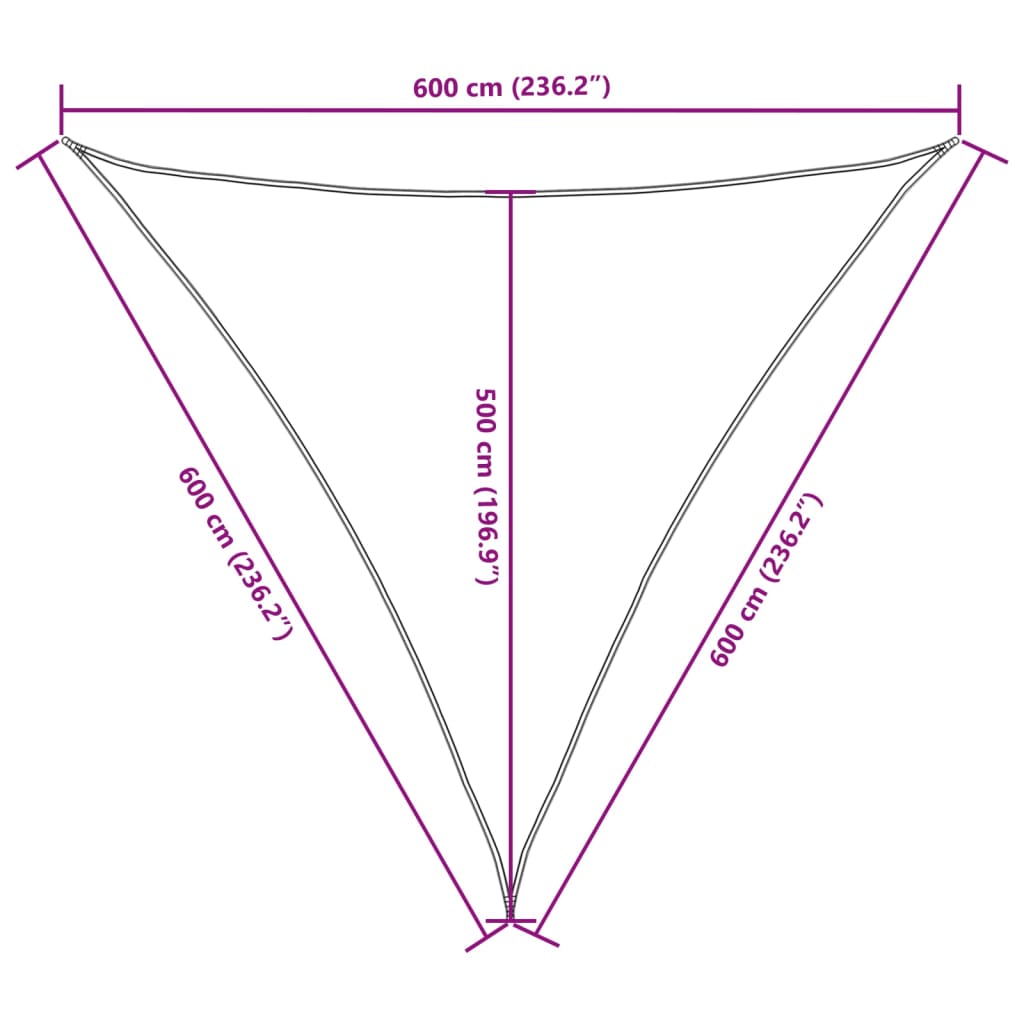 135515 vidaXL Sunshade Sail Oxford Fabric Triangular 6x6x6 m Dark Green