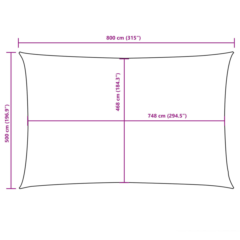 135551 vidaXL Sunshade Sail Oxford Fabric Rectangular 5x8 m Blue