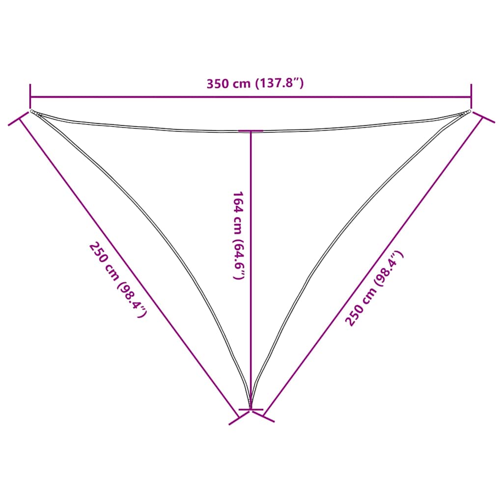 135554 vidaXL Sunshade Sail Oxford Fabric Triangular 2,5x2,5x3,5 m Blue