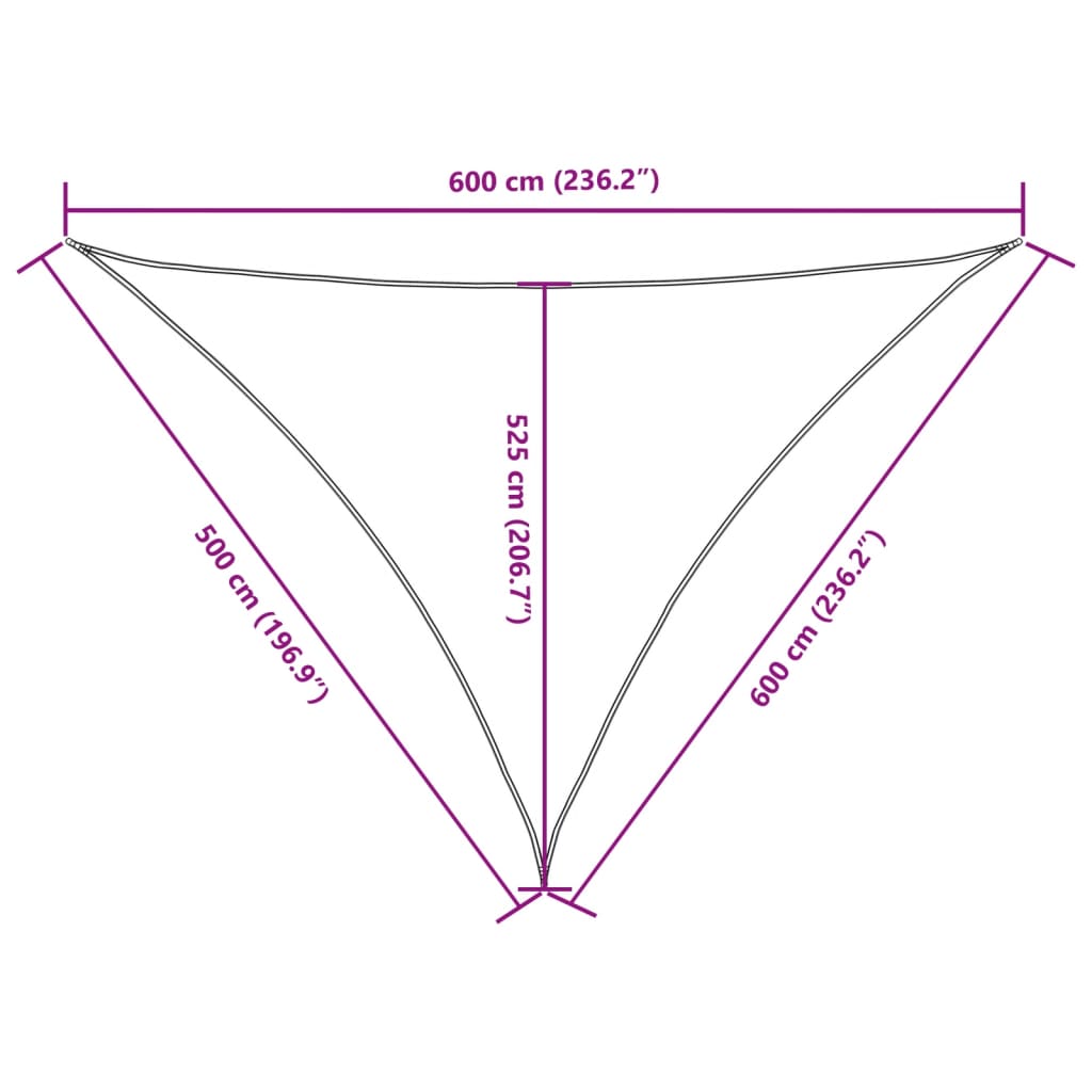 135621 vidaXL Sunshade Sail Oxford Fabric Triangular 5x6x6 m Yellow