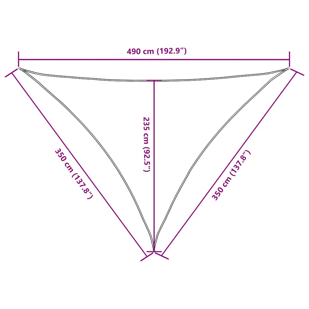 135725 vidaXL Sunshade Sail Oxford Fabric Triangular 3,5x3,5x4,9 m Orange