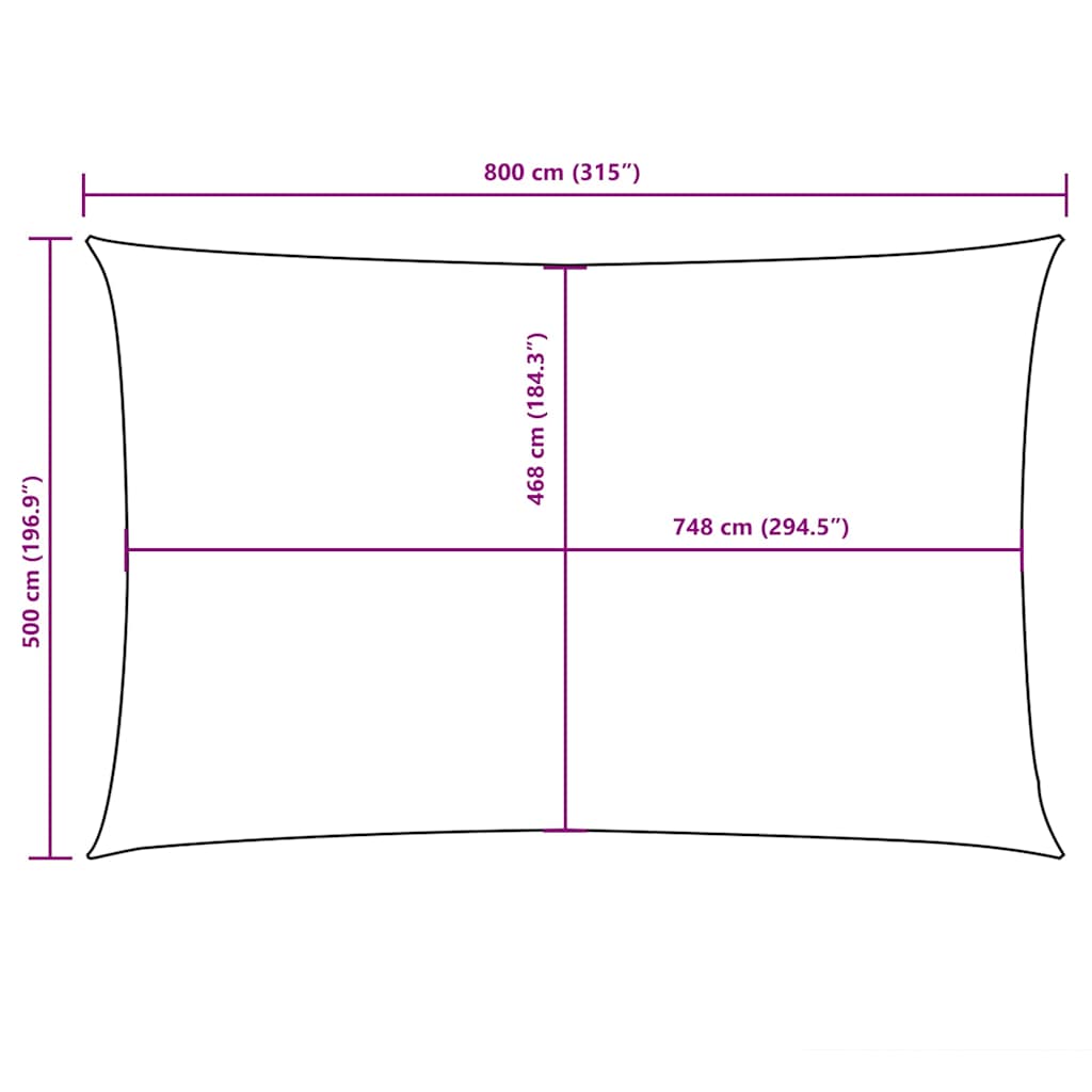 135771 vidaXL Sunshade Sail Oxford Fabric Rectangular 5x8 m Black