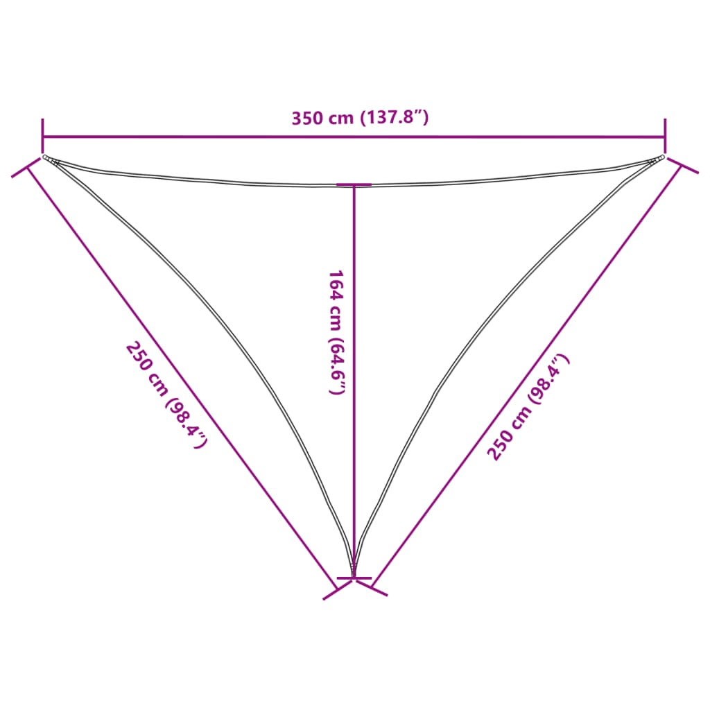 135774 vidaXL Sunshade Sail Oxford Fabric Triangular 2,5x2,5x3,5 m Black