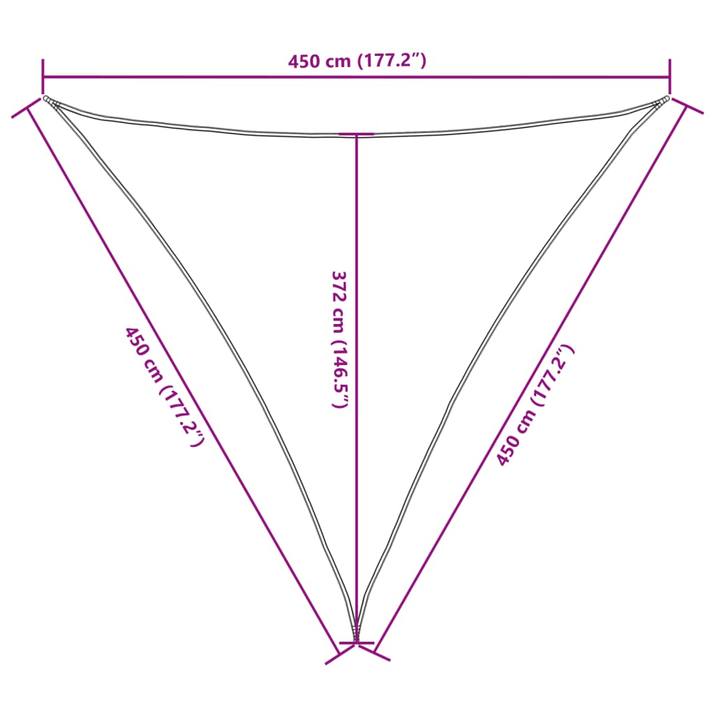 135783 vidaXL Sunshade Sail Oxford Fabric Triangular 4,5x4,5x4,5 m Black
