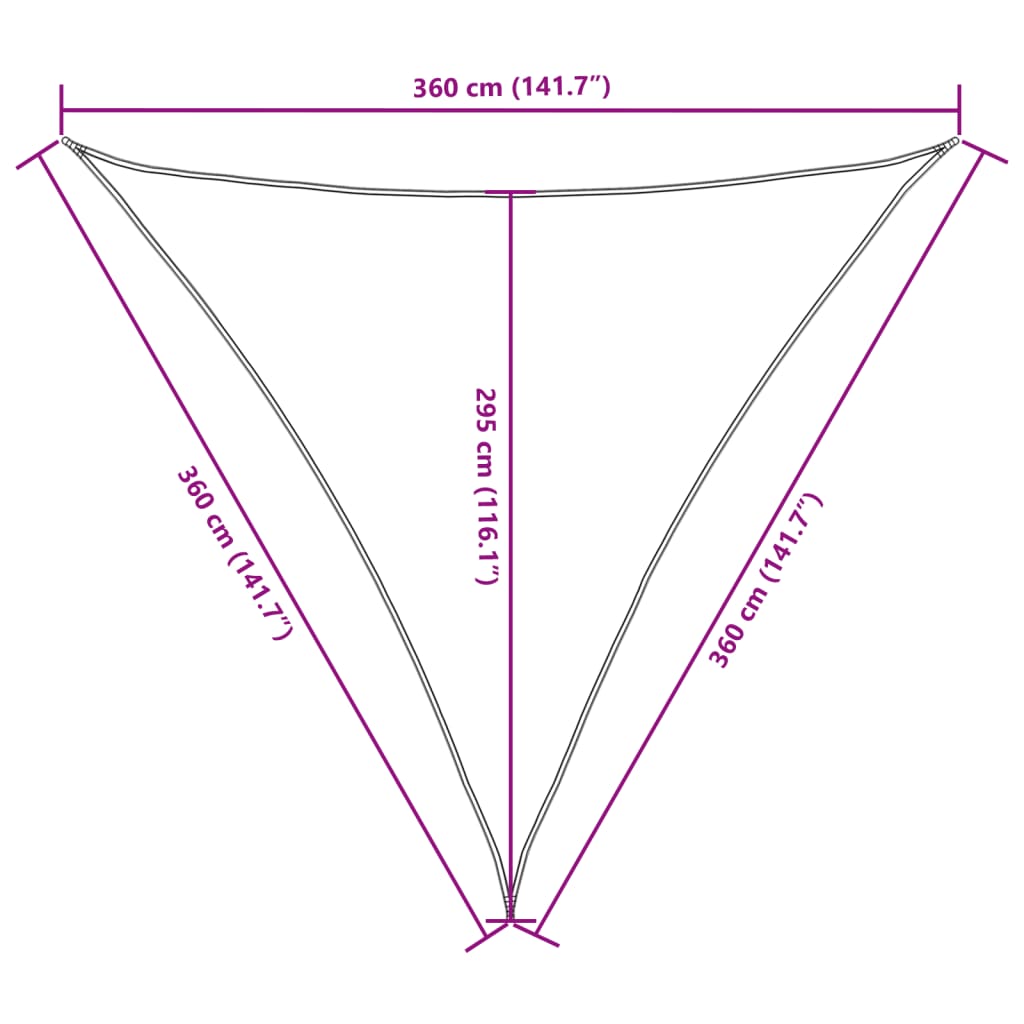 135831 vidaXL Sunshade Sail Oxford Fabric Triangular 3,6x3,6x3,6 m Brown