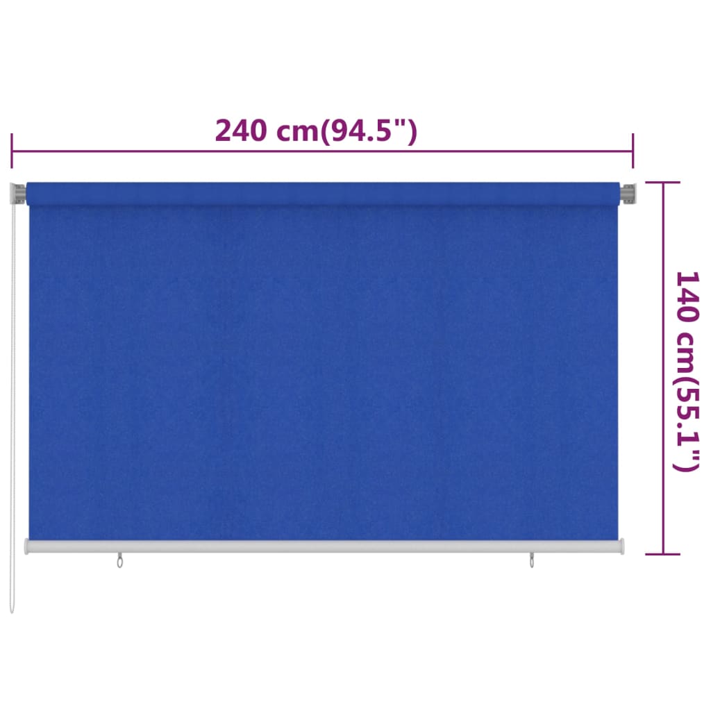 Outdoor Roller Blind 240x140 cm Blue HDPE