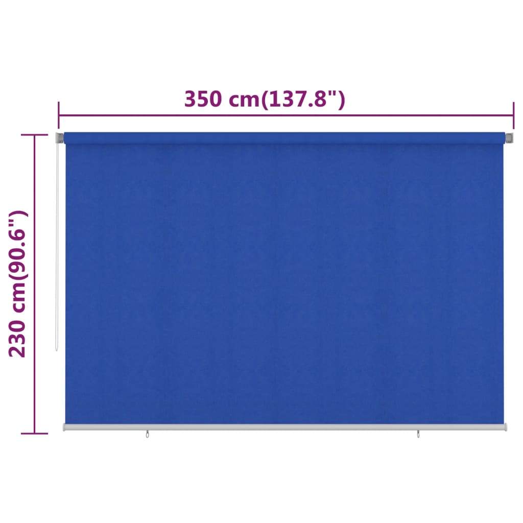 Outdoor Roller Blind 350x230 cm Blue HDPE