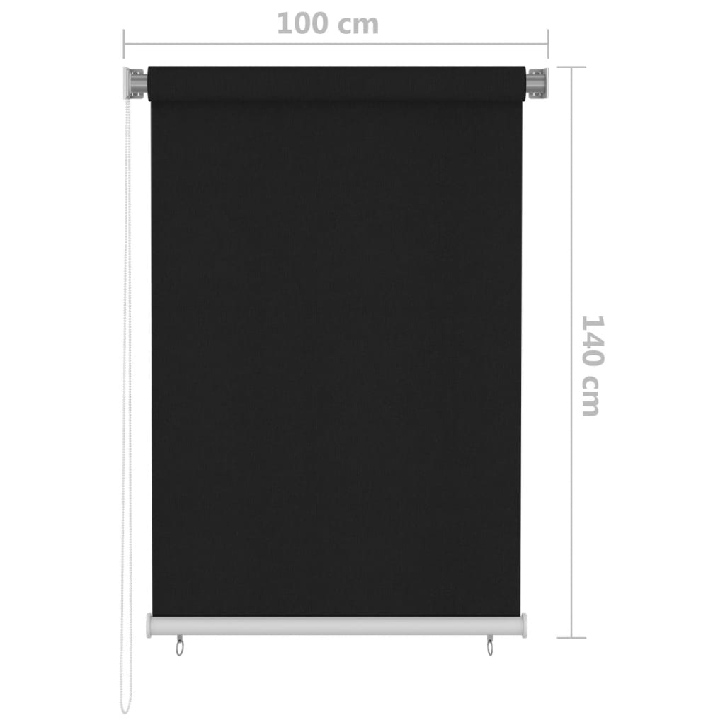 Outdoor Roller Blind 100x140 cm Black