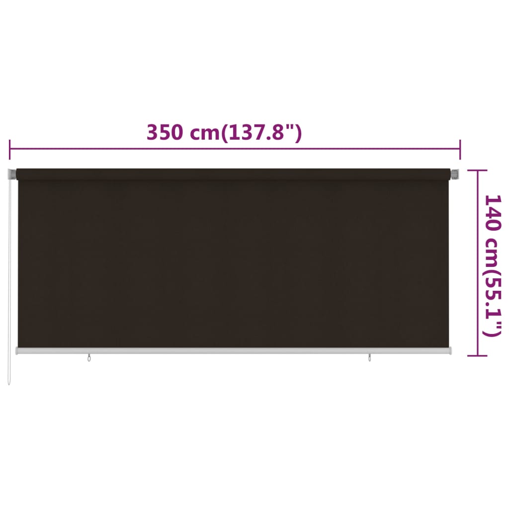 Outdoor Roller Blind 350x140 cm Brown HDPE