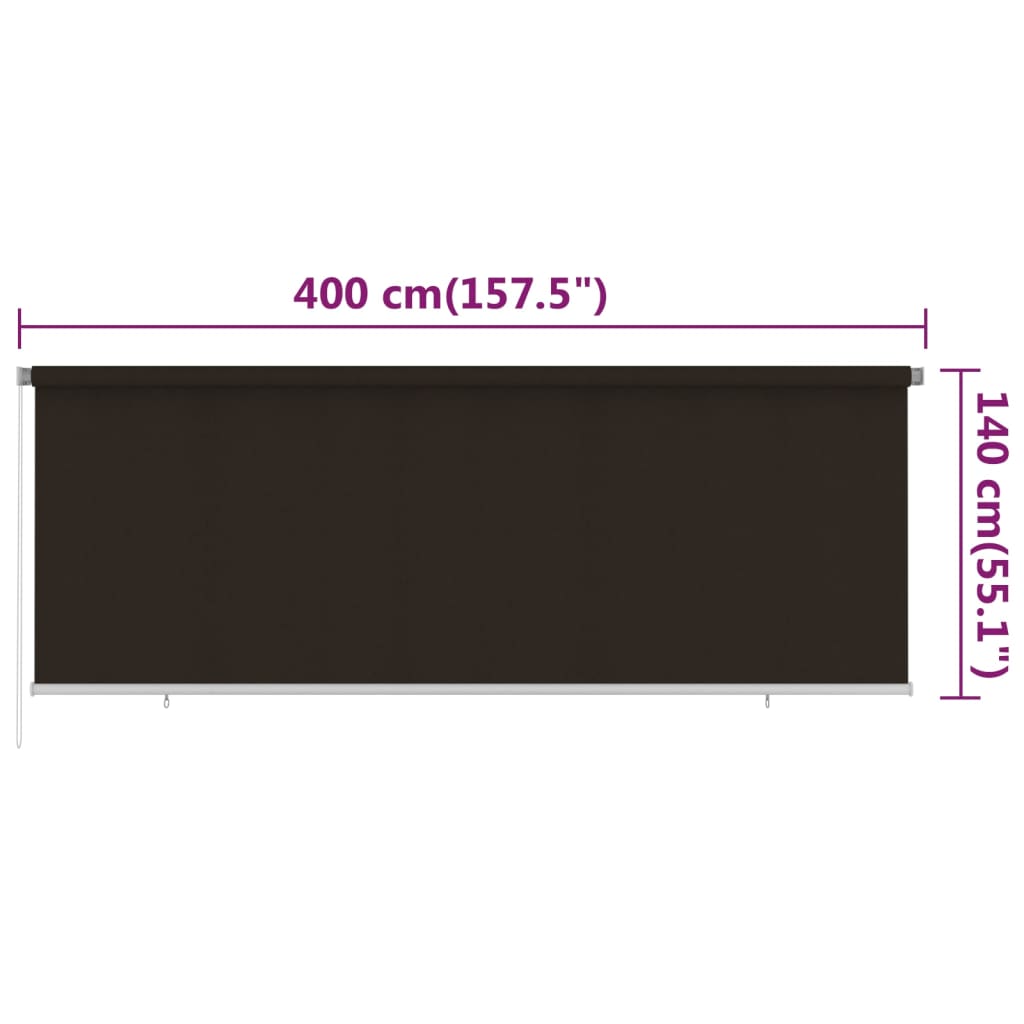 Outdoor Roller Blind 400x140 cm Brown HDPE